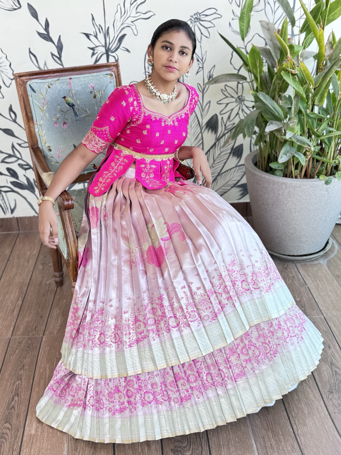 Blush Bloom Kanchi Zari Tissue Lehenga Set - Image 4