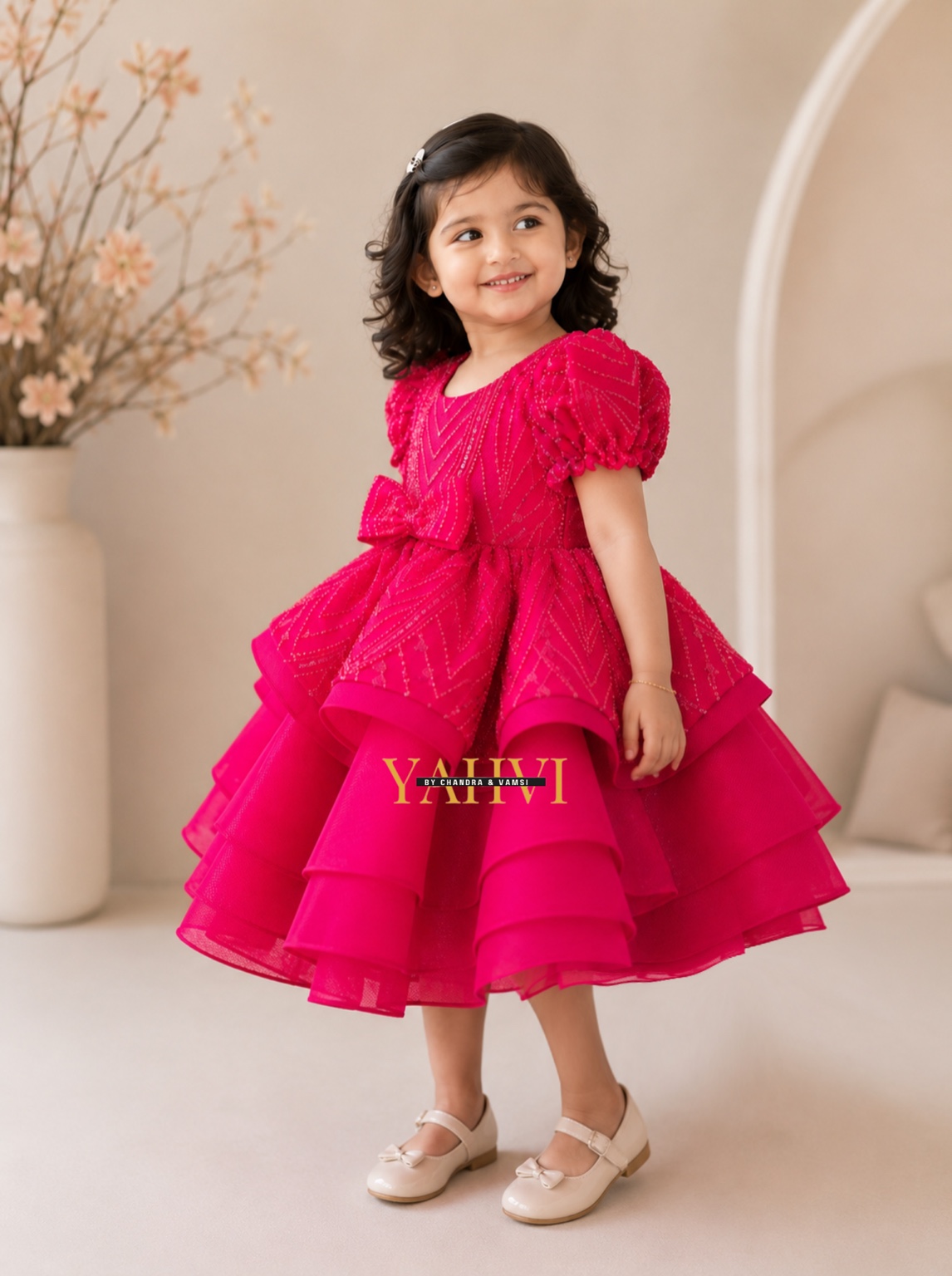 Fuchsia Ruffle Sparkle Frock - Image 4
