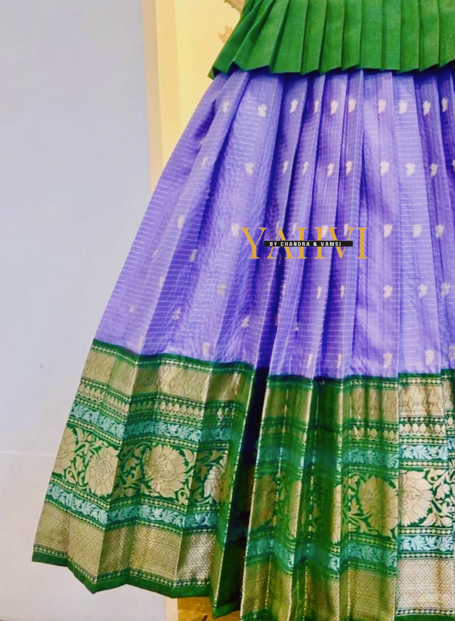 Emerald & Lavender Heritage Lehenga Set - Image 2