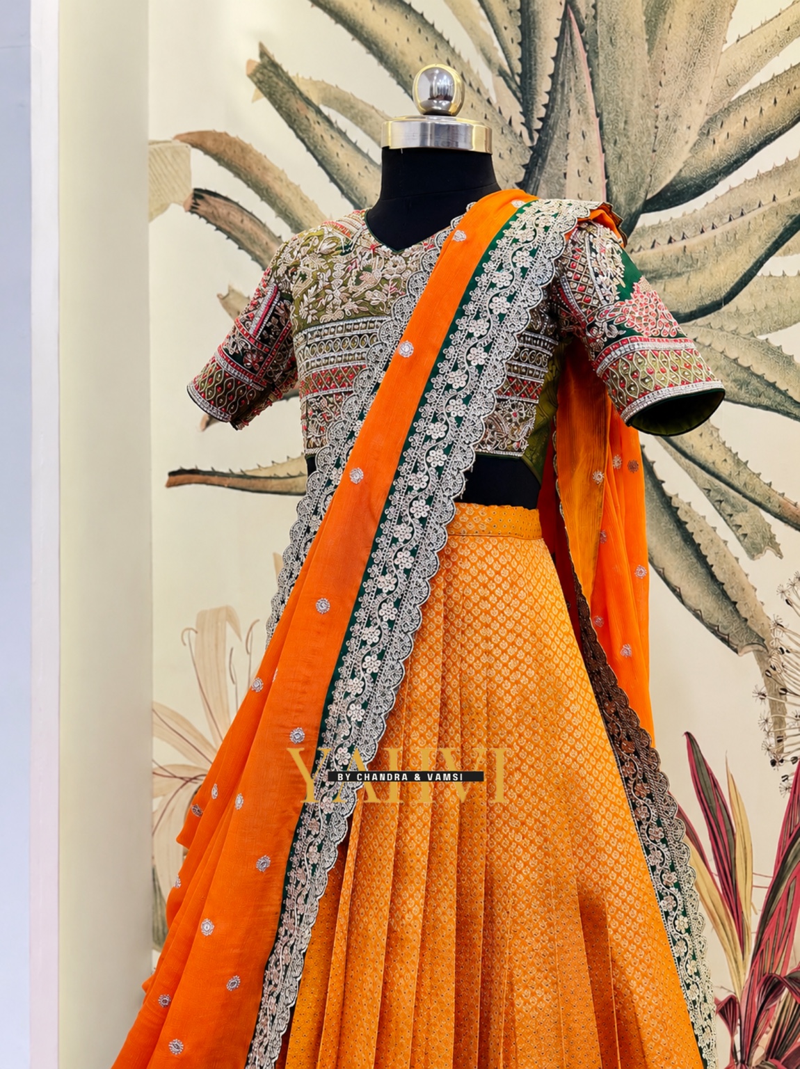 Silk Mark Meenakari Pattu Half Saree with Hand-Embroidered Blouse - Image 4