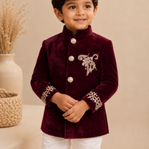 Royal Velvet Hand-Embroidered Jodhpuri Suit