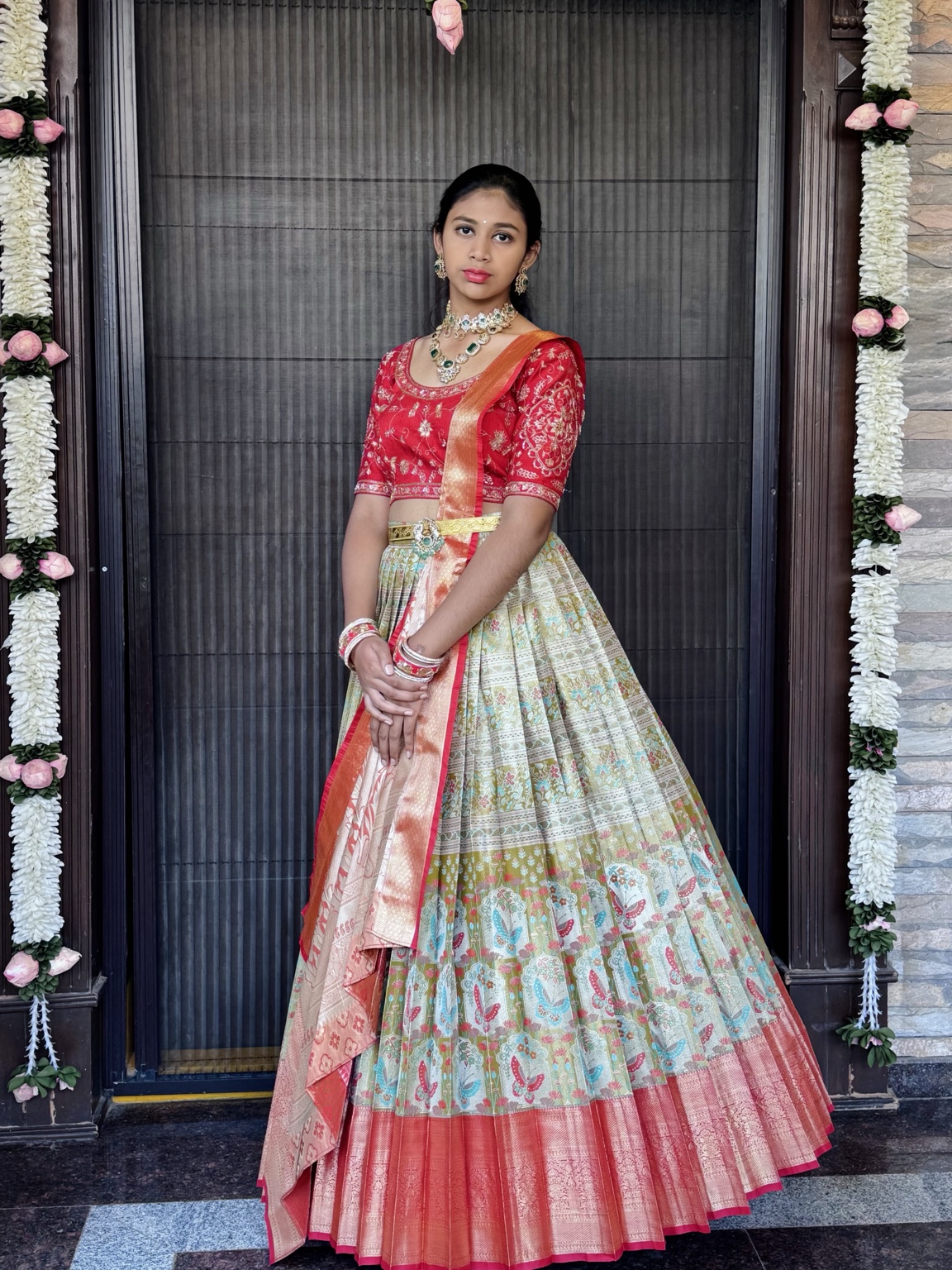 Royal Meenakari Pattu Lehenga Set - Image 5