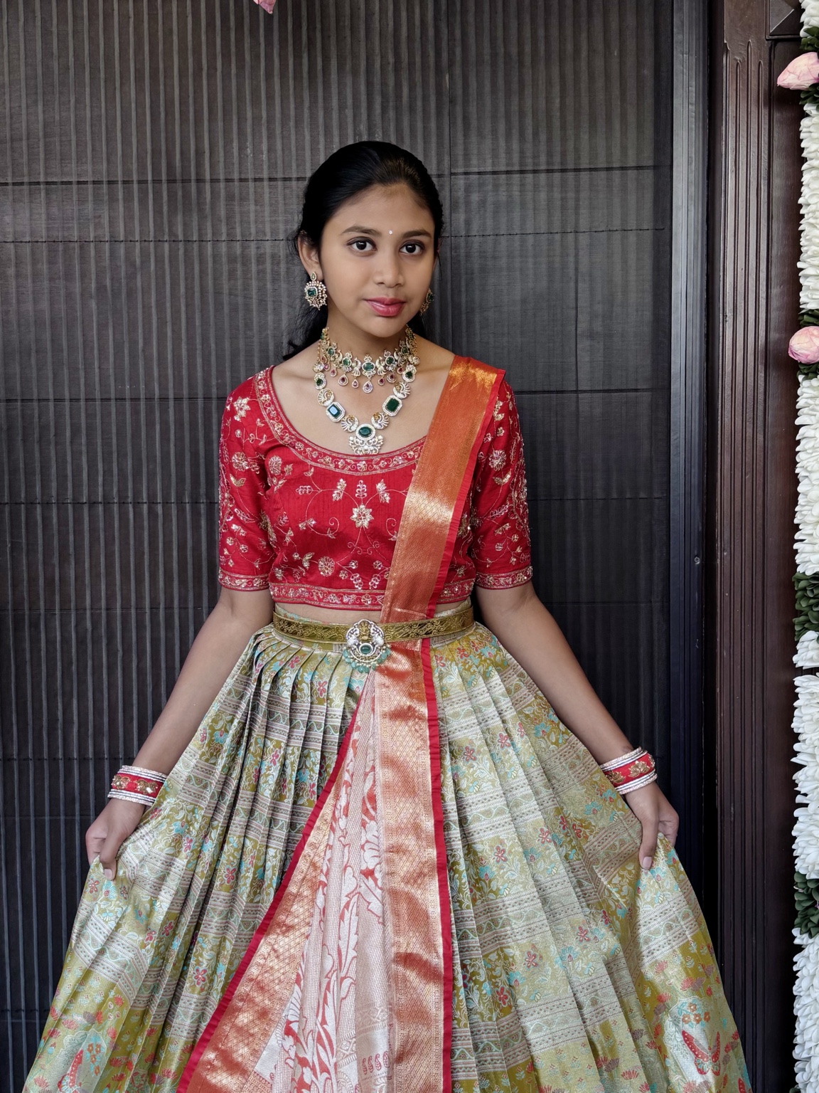 Royal Meenakari Pattu Lehenga Set - Image 3