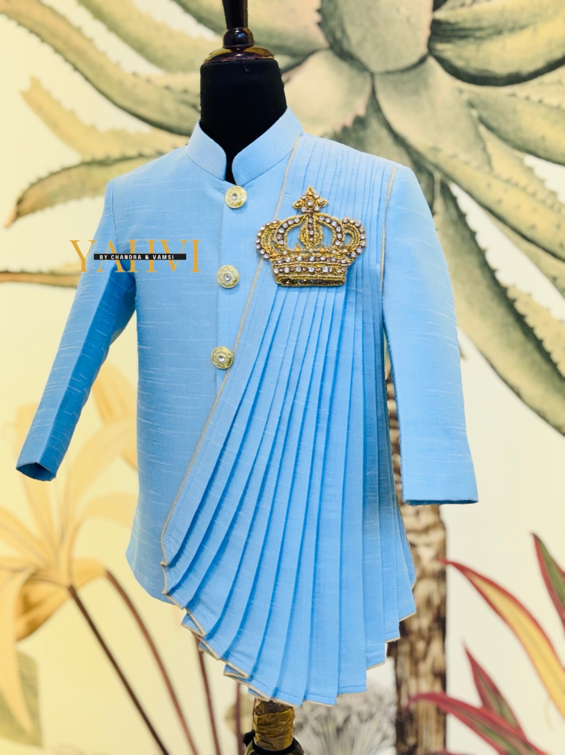 Royal Crown Draped Prince Short Sherwani