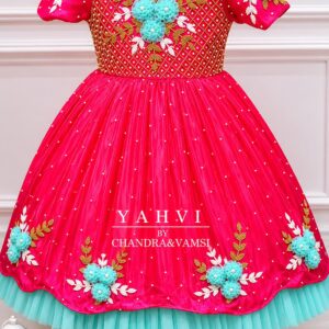 Ruby Bloom Hand Embroidered Frock