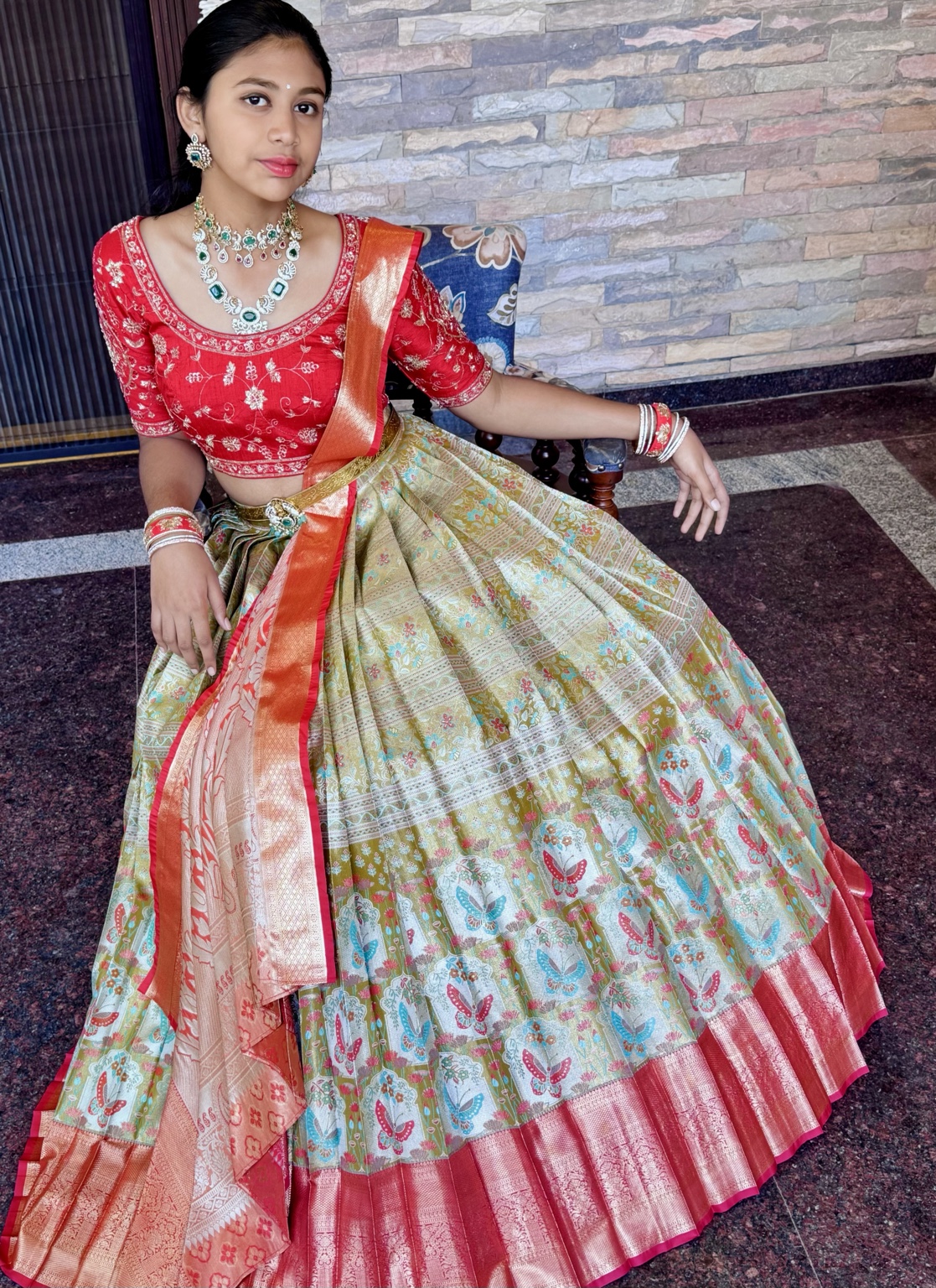 Royal Meenakari Pattu Lehenga Set - Image 4