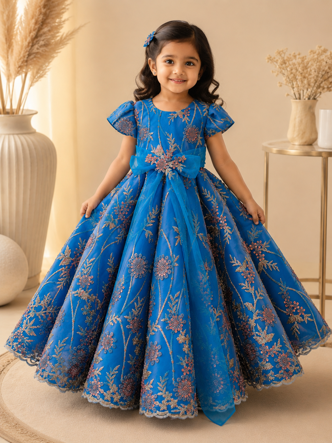 Azure Bloom Structured Panel Frock - Image 4