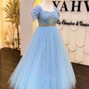 Sky Blossom Hand Embroidered Gown