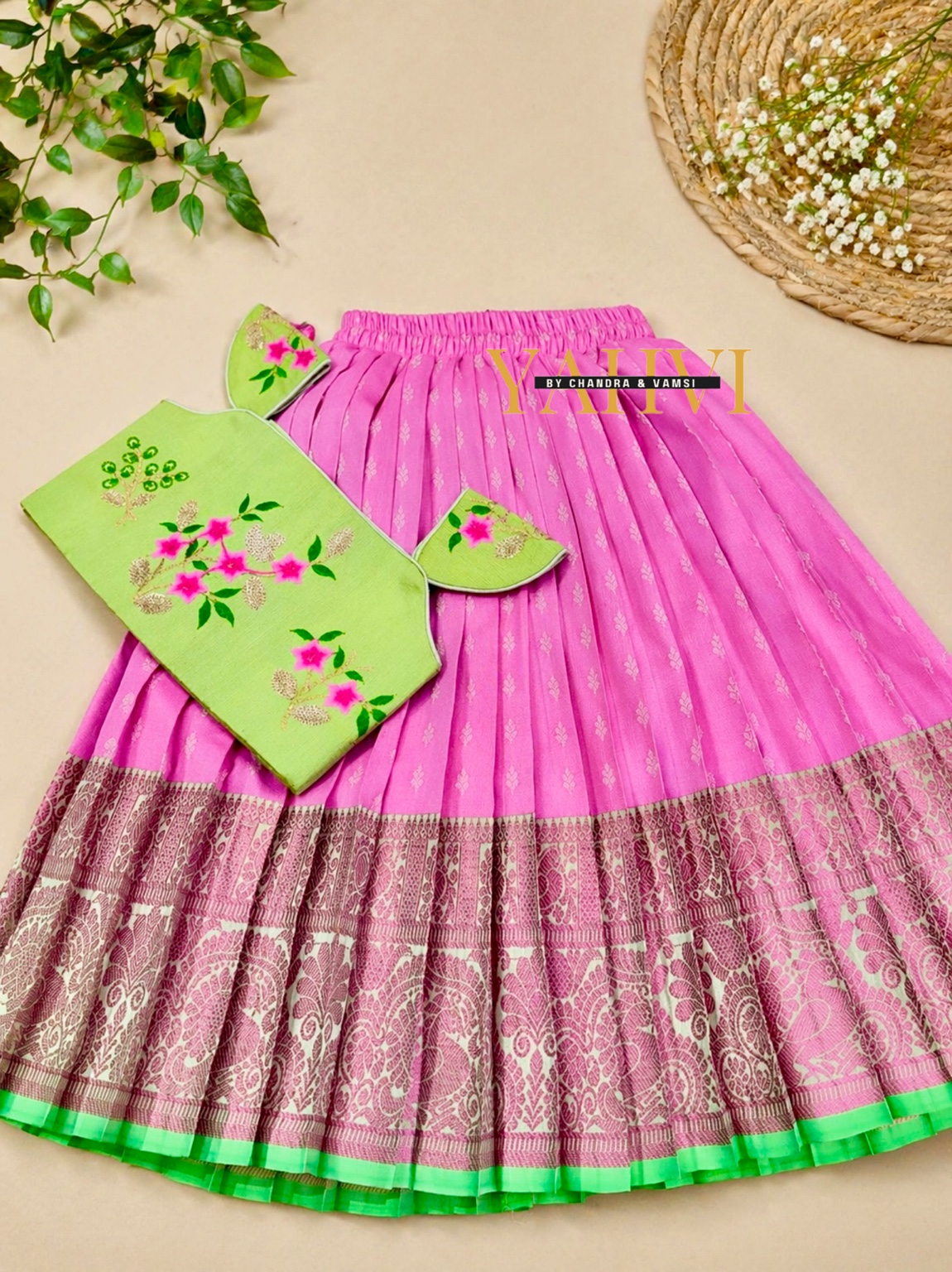 Floral Bloom Designer Crop Top Lehenga Set - Image 3