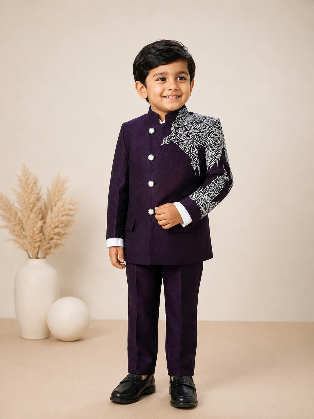 Royal Raven Bhagalpuri Raw Silk Jodhpuri Suit - Image 3