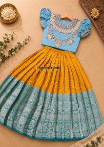 Ready to Ship – Sky Blue Meenakari Pattu Lehenga Set