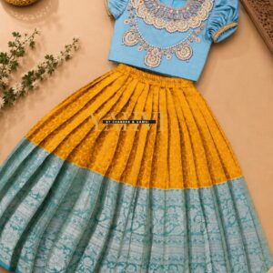 Ready to Ship – Sky Blue Meenakari Pattu Lehenga Set