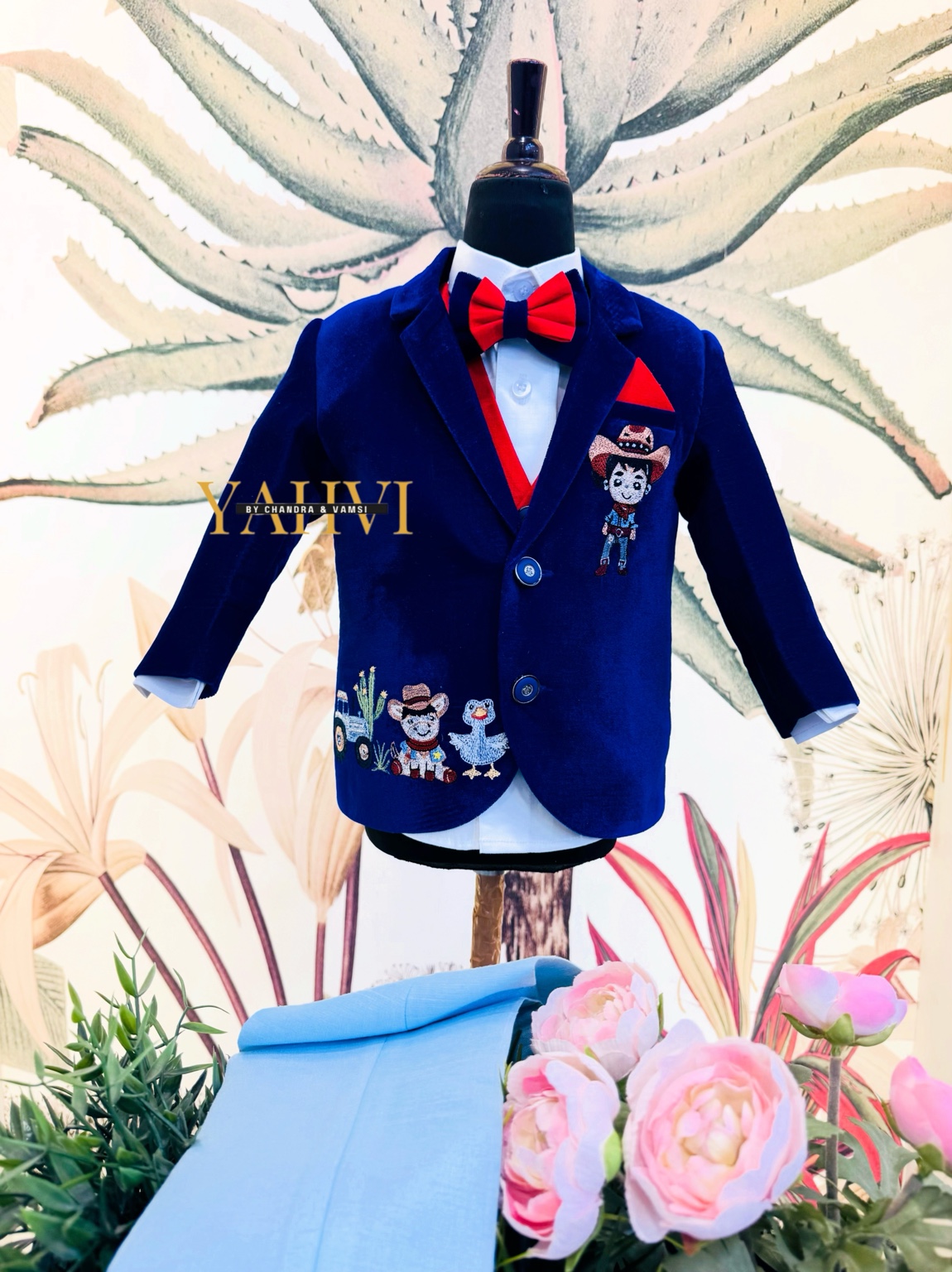 Cowboy Adventure Hand-Embroidered Blazer Set