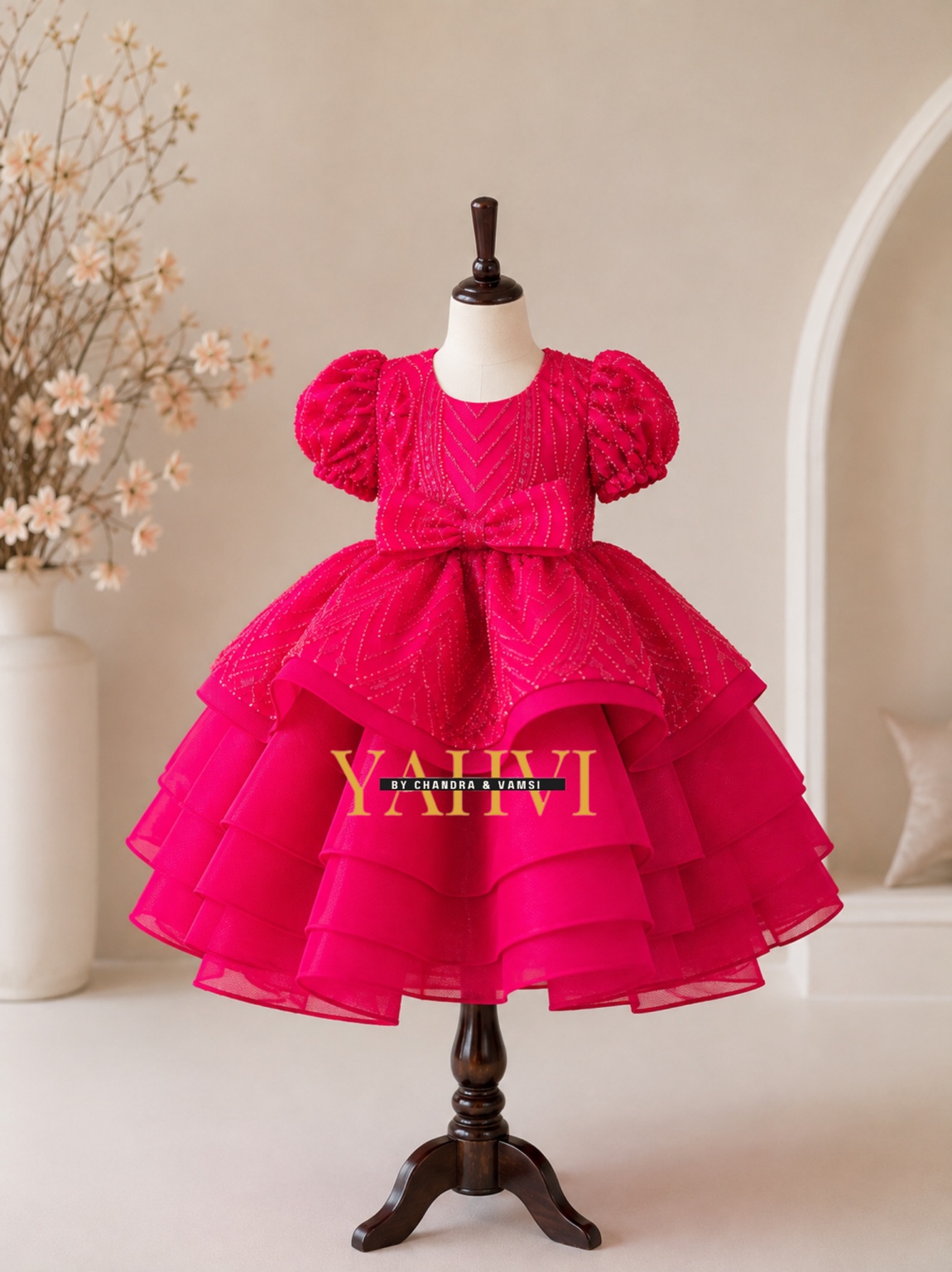 Fuchsia Ruffle Sparkle Frock - Image 5