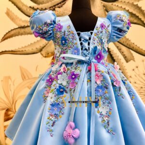 Blue Blossom Satin Frock