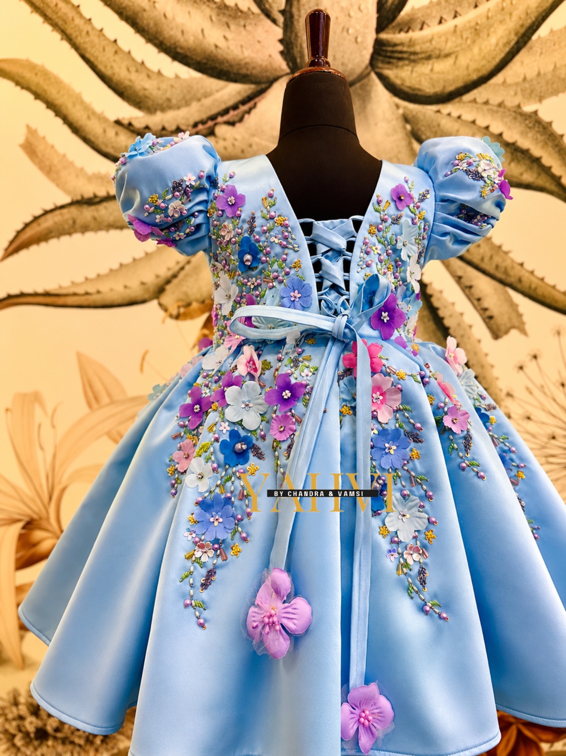 Blue Blossom Satin Frock