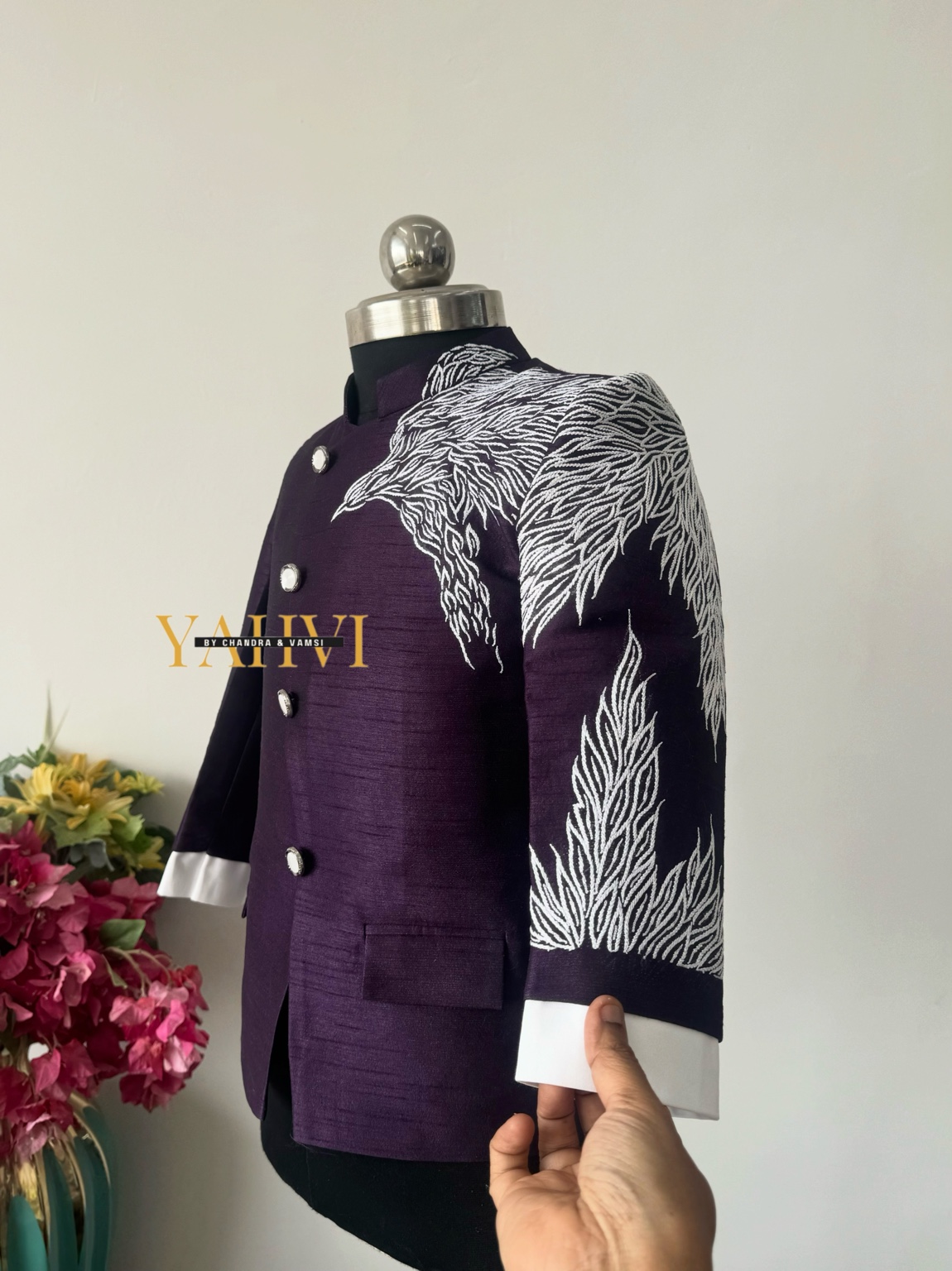 Royal Raven Bhagalpuri Raw Silk Jodhpuri Suit - Image 4
