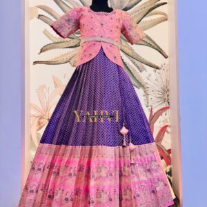 Royal Meenakari Pattu Lehenga with Hand-Embroidered Wing Blouse