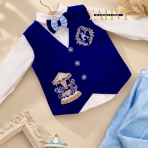 Royal Carousel Hand-Embroidered Birthday Waistcoat Set
