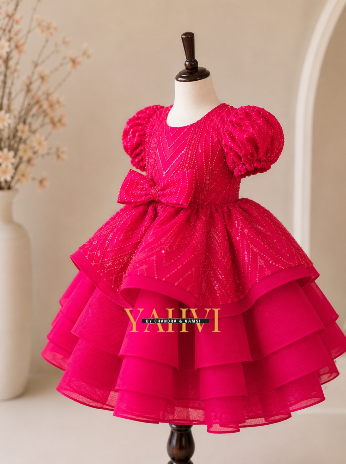 Fuchsia Ruffle Sparkle Frock - Image 3