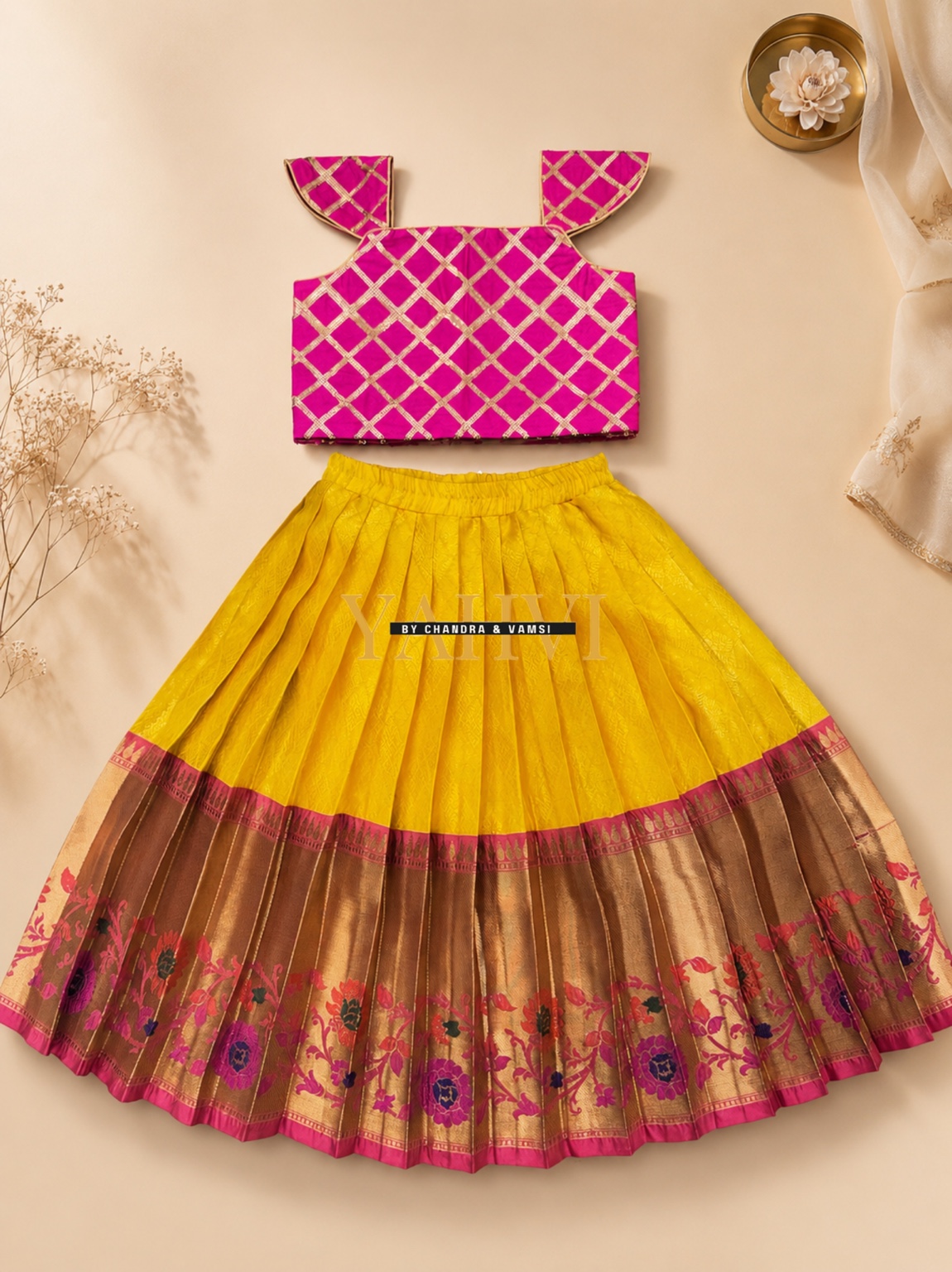 Gulnaar Paithani Crop Top Lehenga - Image 3