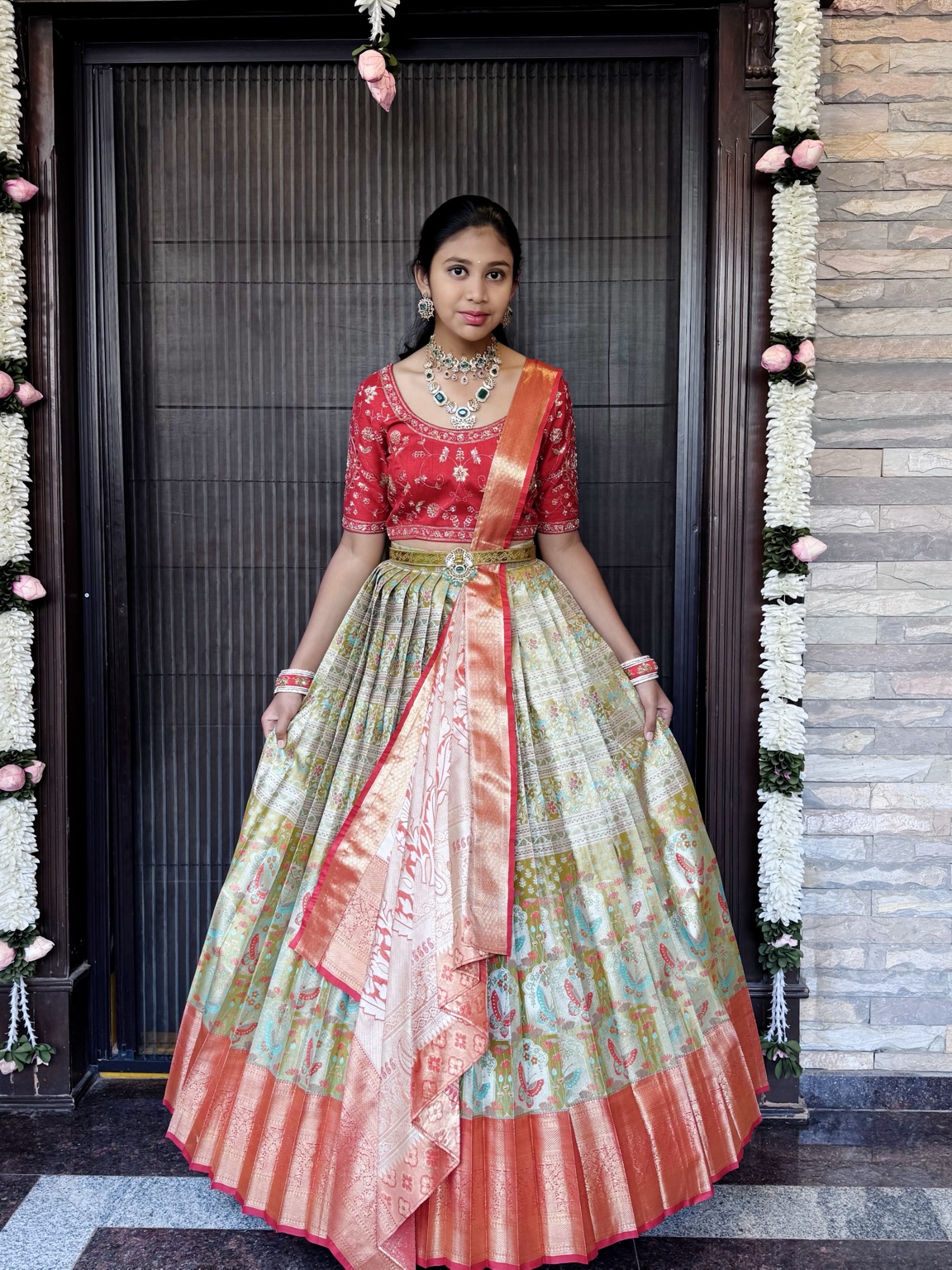 Royal Meenakari Pattu Lehenga Set - Image 7