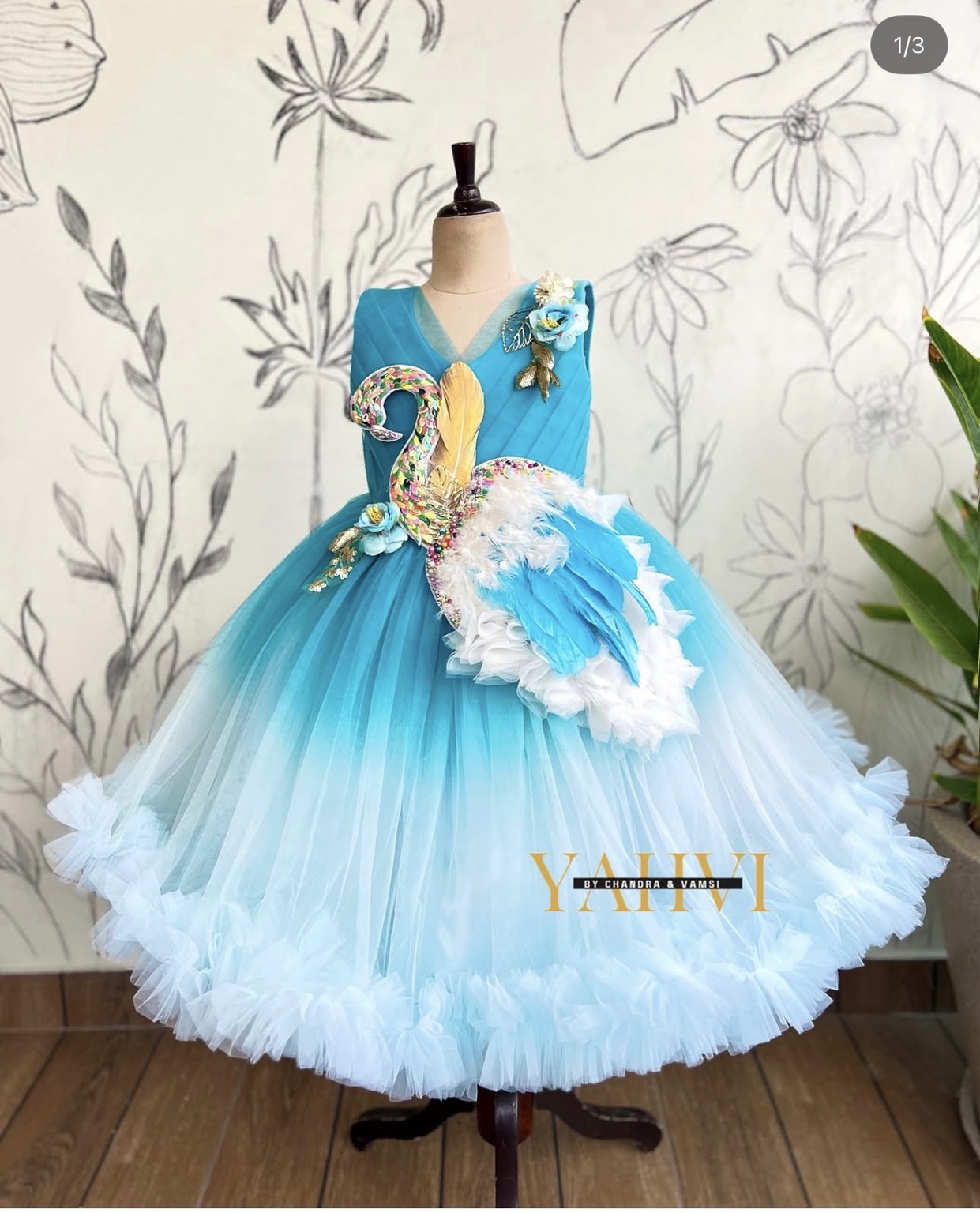 Rainbow Swan Shaded Birthday Frock - Image 5