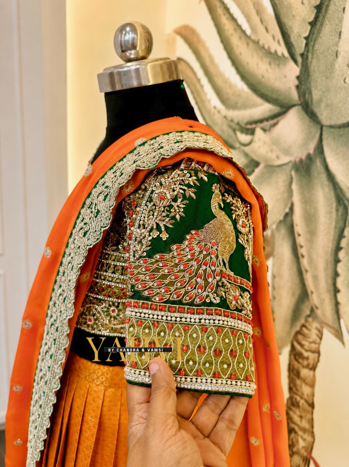 Silk Mark Meenakari Pattu Half Saree with Hand-Embroidered Blouse - Image 5