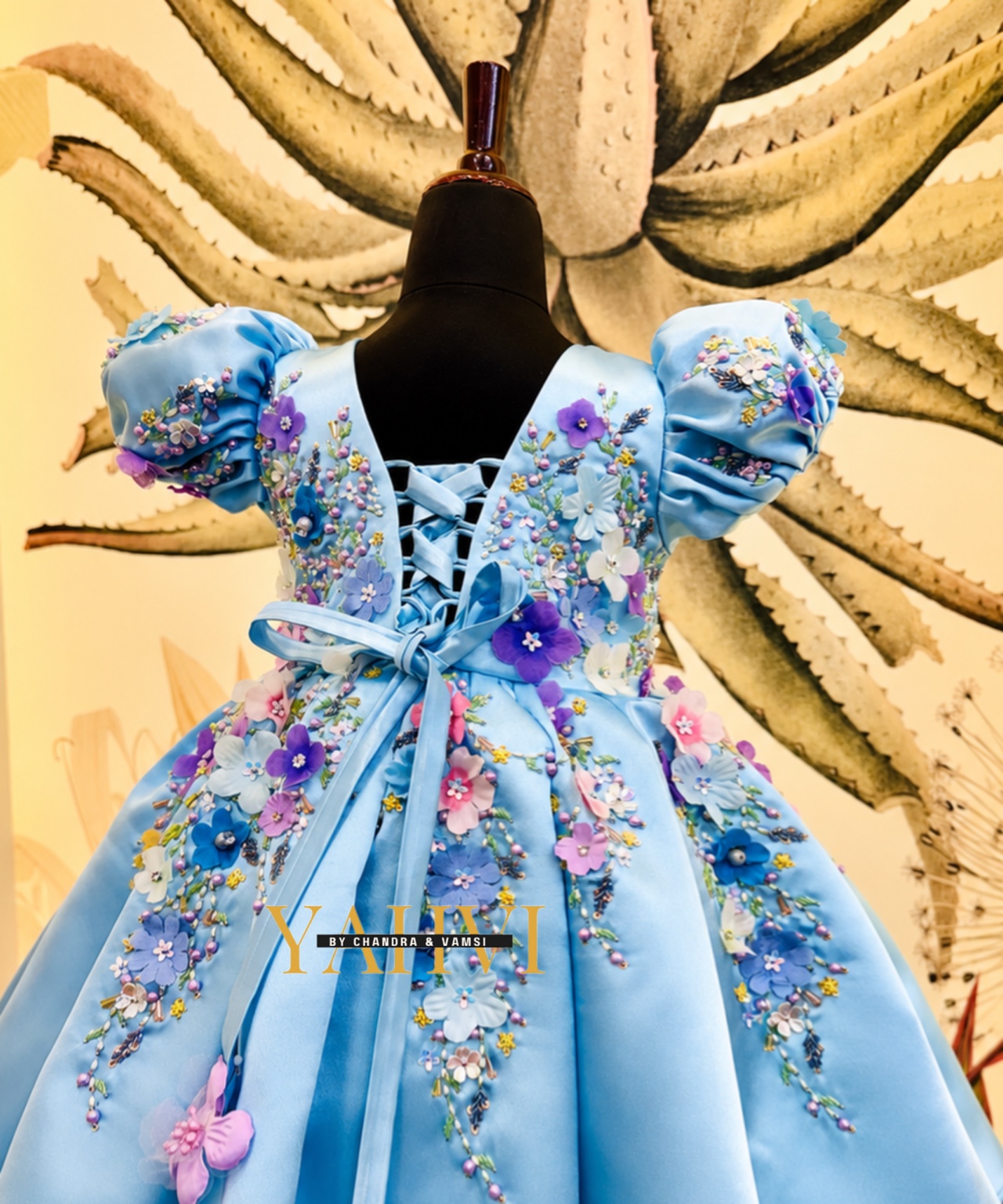 Blue Blossom Satin Frock - Image 6