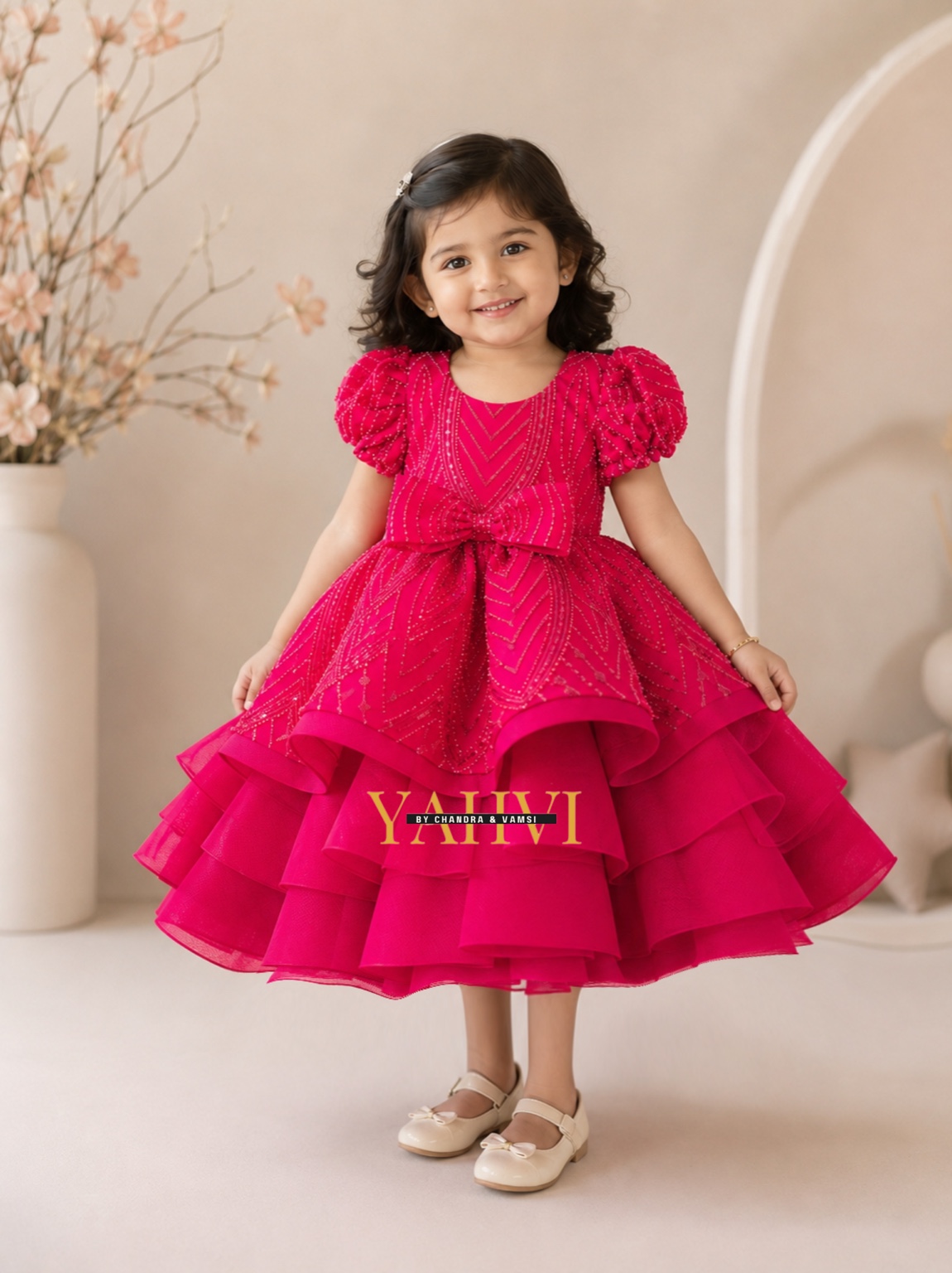Fuchsia Ruffle Sparkle Frock - Image 2