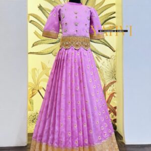 Lavender Bloom Hand-Embroidered Silk Lehenga Set