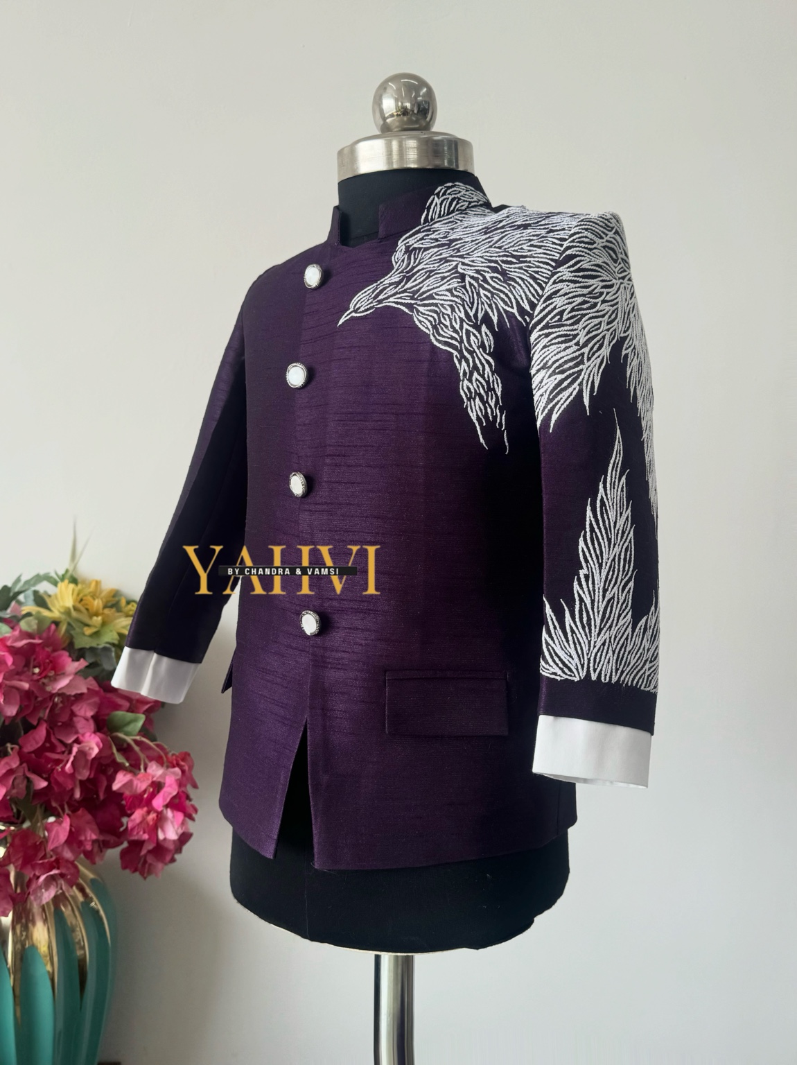 Royal Raven Bhagalpuri Raw Silk Jodhpuri Suit - Image 5