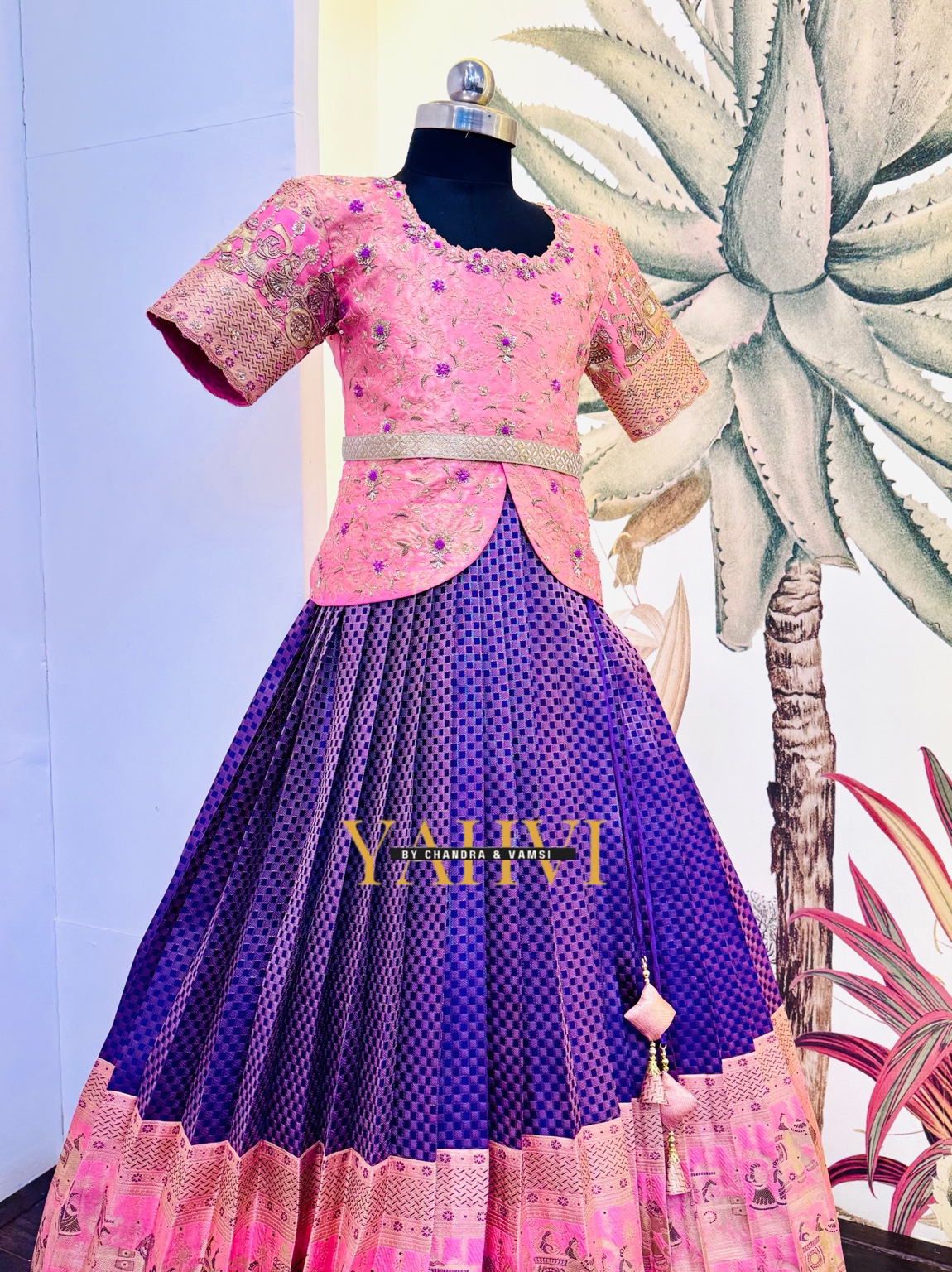 Royal Meenakari Pattu Lehenga with Hand-Embroidered Wing Blouse - Image 5