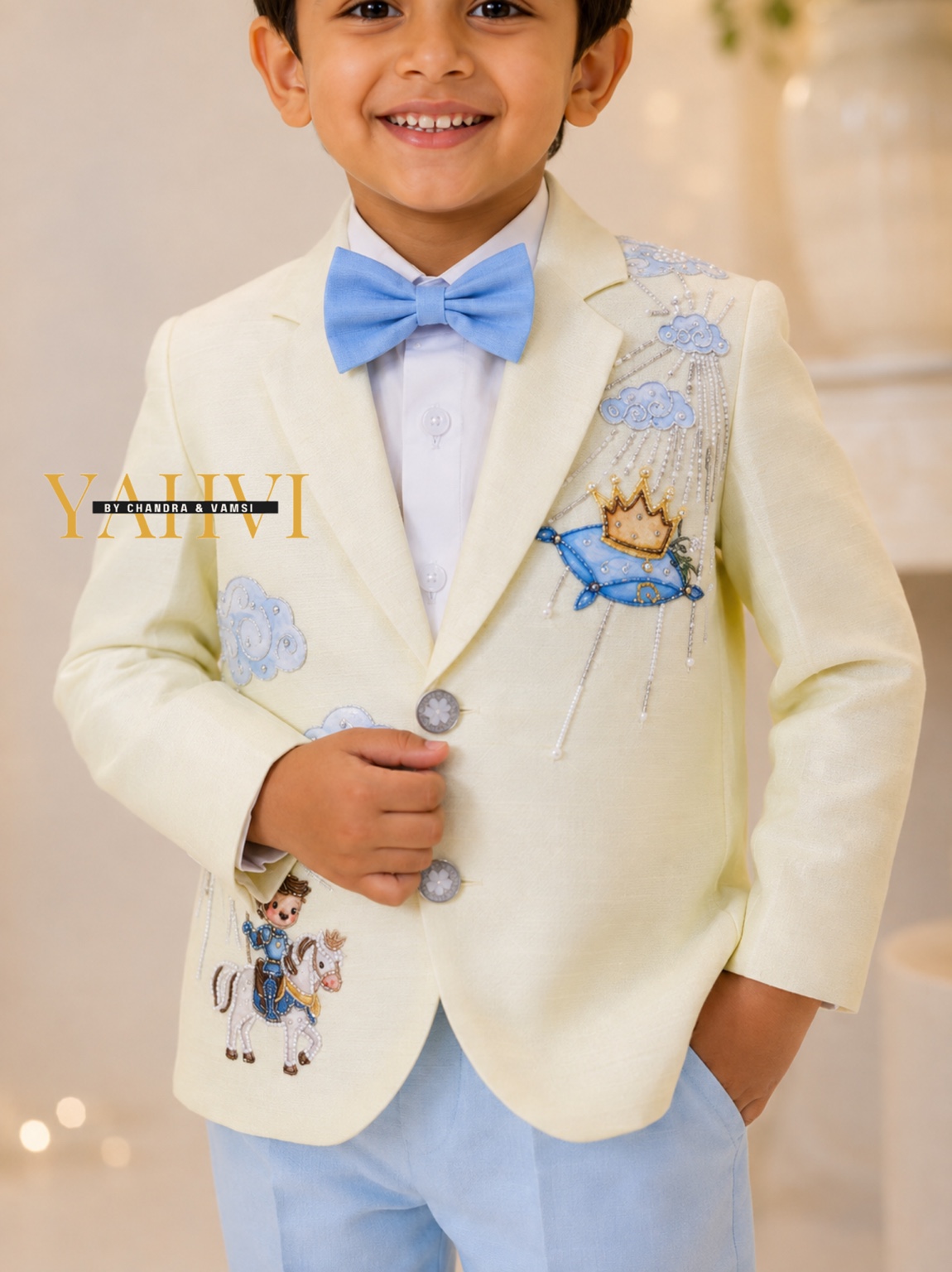 Little Prince Hand-Embroidered Blazer Set - Image 3