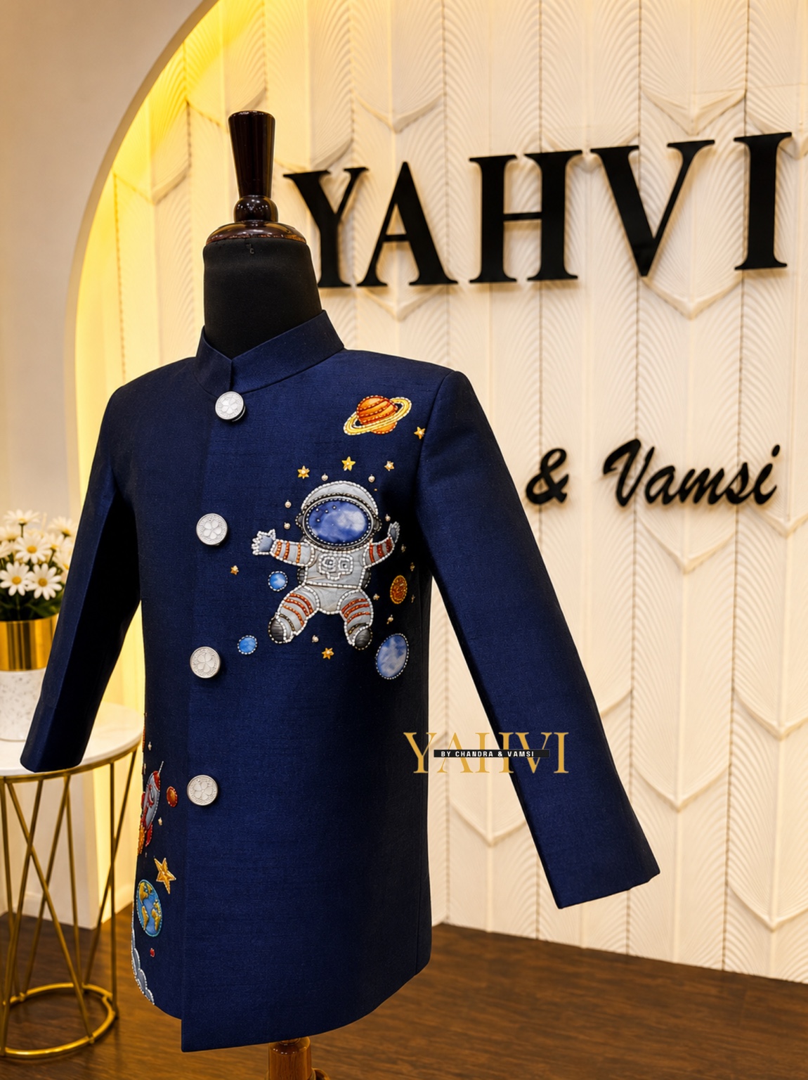 Galaxy Explorer – Hand Embroidered Birthday Jodhpuri Suit - Image 5
