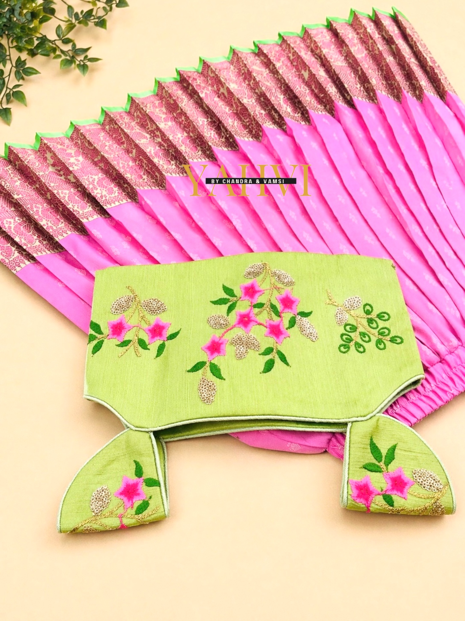 Floral Bloom Designer Crop Top Lehenga Set - Image 4