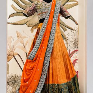Silk Mark Meenakari Pattu Half Saree with Hand-Embroidered Blouse
