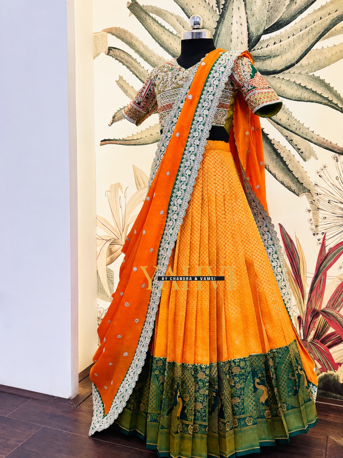 Silk Mark Meenakari Pattu Half Saree with Hand-Embroidered Blouse - Image 7