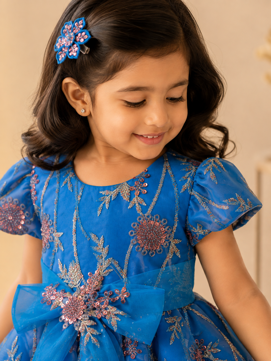Azure Bloom Structured Panel Frock - Image 3