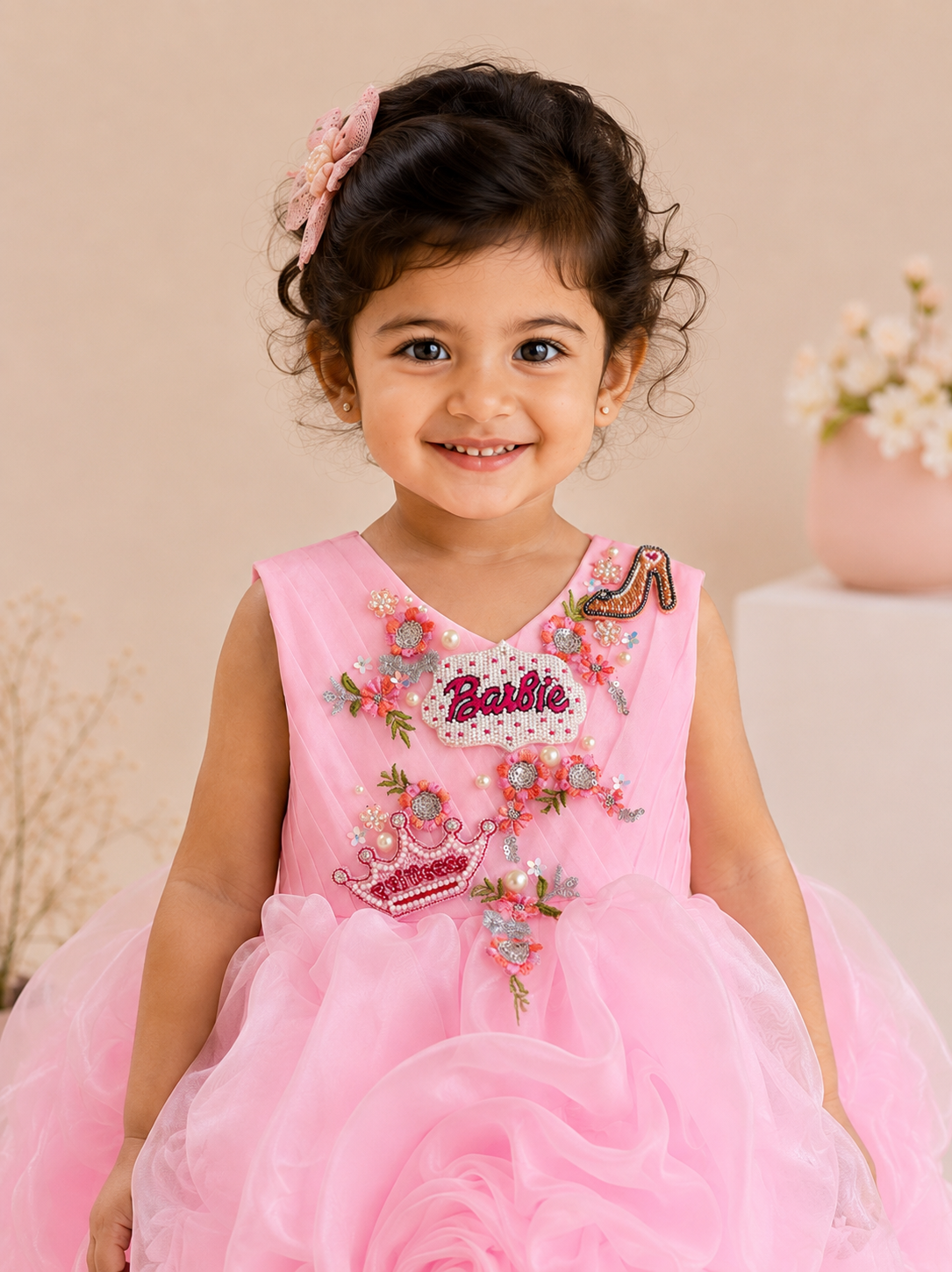 Barbie Bloom Organza Ruffle Frock