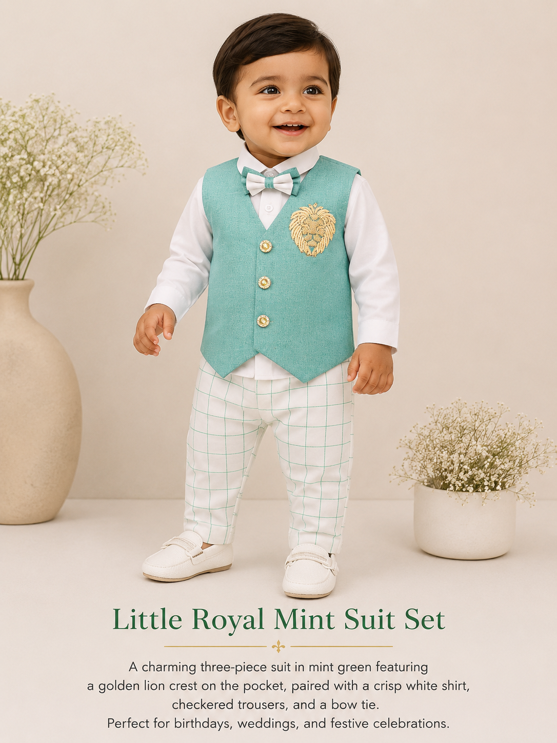 Little Royal Mint Lion Vest Set