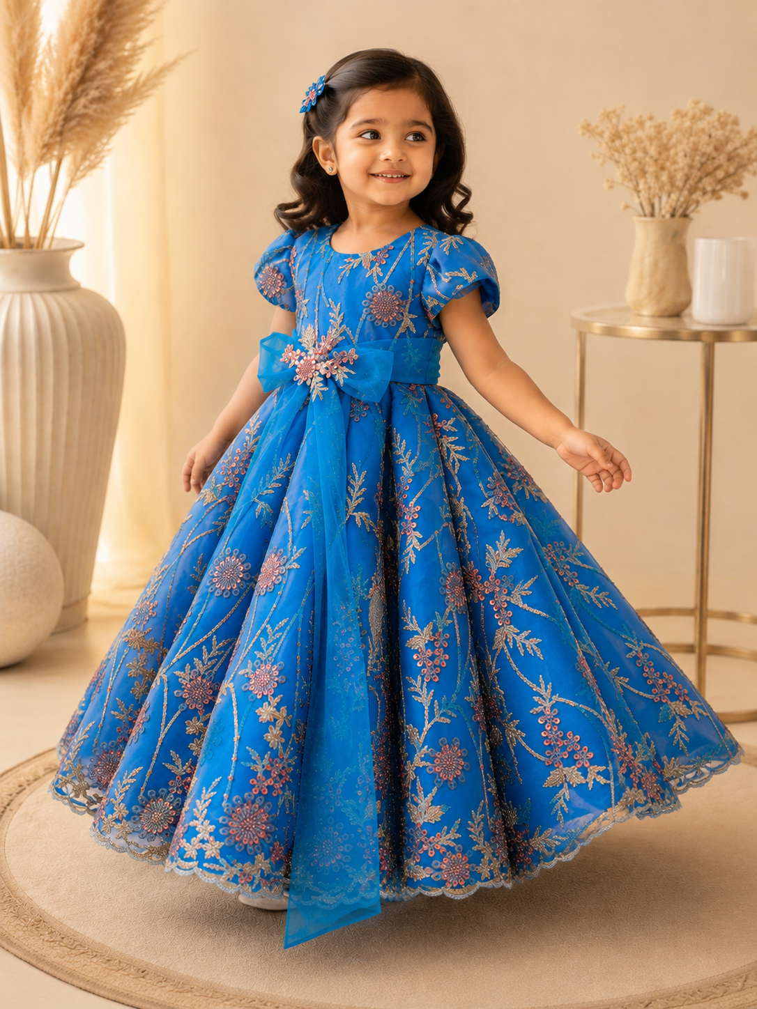 Azure Bloom Structured Panel Frock - Image 2