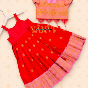 Silk Frock with Zari Crop Top Blouse